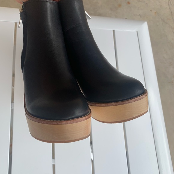 Antonio Melani black leather wood clog boots size 5.5 M - Picture 10 of 16